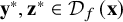 bold y Superscript asterisk Baseline comma bold z Superscript asterisk Baseline element of script upper D Subscript f Baseline left parenthesis bold x right parenthesis