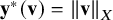 bold y Superscript asterisk Baseline left parenthesis bold v right parenthesis equals StartMetric bold v EndMetric Subscript upper X