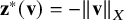 bold z Superscript asterisk Baseline left parenthesis bold v right parenthesis equals minus StartMetric bold v EndMetric Subscript upper X