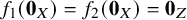 f 1 left parenthesis bold 0 Subscript upper X Baseline right parenthesis equals f 2 left parenthesis bold 0 Subscript upper X Baseline right parenthesis equals bold 0 Subscript upper Z