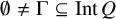 normal empty set not equals normal upper Gamma subset of or equal to upper I n t upper Q