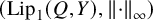 left parenthesis upper L i p 1 left parenthesis upper Q comma upper Y right parenthesis comma StartMetric dot EndMetric Subscript infinity Baseline right parenthesis