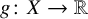 g colon upper X right arrow double struck upper R