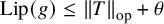 upper L i p left parenthesis g right parenthesis less than or equals StartMetric upper T EndMetric Subscript op Baseline plus theta