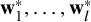 bold w 1 Superscript asterisk Baseline comma ellipsis comma bold w Subscript l Superscript asterisk
