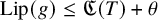 upper L i p left parenthesis g right parenthesis less than or equals German upper C left parenthesis upper T right parenthesis plus theta
