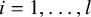 i equals 1 comma ellipsis comma l