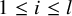 1 less than or equals i less than or equals l