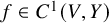 f element of upper C Superscript 1 Baseline left parenthesis upper V comma upper Y right parenthesis