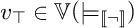 v sub T is an element of blackboard bold V open parenthesis semantic entailment sub double bracket negation double bracket close parenthesis