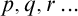 p comma q comma r ellipsis
