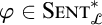 phi is an element of S E N T super asterisk sub script L