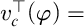 v Subscript c Superscript normal down tack Baseline left parenthesis phi right parenthesis equals