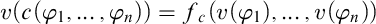 v left parenthesis c left parenthesis phi 1 comma ellipsis comma phi Subscript n Baseline right parenthesis right parenthesis equals f Subscript c Baseline left parenthesis v left parenthesis phi 1 right parenthesis comma ellipsis comma v left parenthesis phi Subscript n Baseline right parenthesis right parenthesis