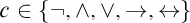 c element of StartSet not comma and comma or comma right arrow comma left right arrow EndSet