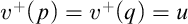 v Superscript plus Baseline left parenthesis p right parenthesis equals v Superscript plus Baseline left parenthesis q right parenthesis equals u