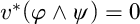v Superscript asterisk Baseline left parenthesis phi and psi right parenthesis equals 0