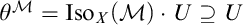 theta super M equals Iso sub X (M) dot U superset or equal to U