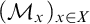 left parenthesis script upper M Subscript x Baseline right parenthesis Subscript x element of upper X