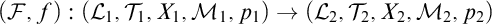 left parenthesis script upper F comma f right parenthesis colon left parenthesis script upper L 1 comma script upper T 1 comma upper X 1 comma script upper M 1 comma p 1 right parenthesis right arrow left parenthesis script upper L 2 comma script upper T 2 comma upper X 2 comma script upper M 2 comma p 2 right parenthesis