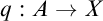 q colon upper A right arrow upper X
