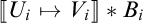 Equation showing double bracket U sub i maps to V sub i double bracket asterisk B sub i.
