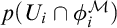p left parenthesis upper U Subscript i Baseline intersection phi Subscript i Superscript script upper M Baseline right parenthesis