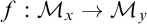 f colon script upper M Subscript x Baseline right arrow script upper M Subscript y Baseline