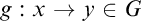 g colon x right arrow y element of upper G