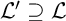 script upper L prime superset of or equal to script upper L