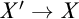 upper X prime right arrow upper X