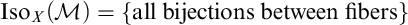 upper I s o Subscript upper X Baseline left parenthesis script upper M right parenthesis equals StartSet all bijections between fibers EndSet