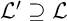 script upper L prime superset of or equal to script upper L