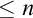 less than or equals n