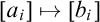 left bracket a Subscript i Baseline right bracket right arrow from bar left bracket b Subscript i Baseline right bracket
