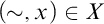 left parenthesis tilde comma x right parenthesis element of upper X