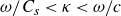 omega divided by upper C Subscript s Baseline less than kappa less than omega divided by c