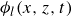 phi Subscript l Baseline left parenthesis x comma z comma t right parenthesis