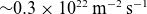 tilde 0.3 times 10 Superscript 22 Baseline normal m Superscript negative 2 Baseline normal s Superscript negative 1