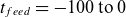 t Subscript f e e d Baseline equals minus 100 normal t normal o Baseline 0