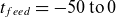 t Subscript f e e d Baseline equals minus 50 normal t normal o Baseline 0