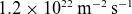 1.2 times 10 Superscript 22 Baseline normal m Superscript negative 2 Baseline normal s Superscript negative 1