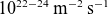 10 Superscript 22 minus 24 Baseline normal m Superscript negative 2 Baseline normal s Superscript negative 1