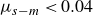 mu Subscript s minus m Baseline less than 0.04