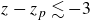z minus z Subscript p Baseline less than or equivalent to negative 3