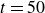 t equals 50