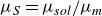 mu Subscript upper S Baseline equals mu Subscript s o l Baseline divided by mu Subscript m