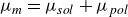 mu Subscript m Baseline equals mu Subscript s o l Baseline plus mu Subscript p o l