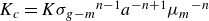 upper K Subscript c Baseline equals upper K sigma Subscript g minus m Baseline Superscript n minus 1 Baseline a Superscript negative n plus 1 Baseline mu Subscript m Baseline Superscript negative n