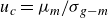 u Subscript c Baseline equals mu Subscript m Baseline divided by sigma Subscript g minus m